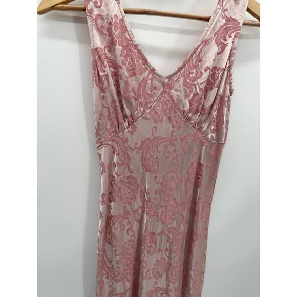 Roberta Vintage Pink Floral Paisley Velour V-Neck Maxi Dress Women's Size 0-2 - Picture 4 of 14